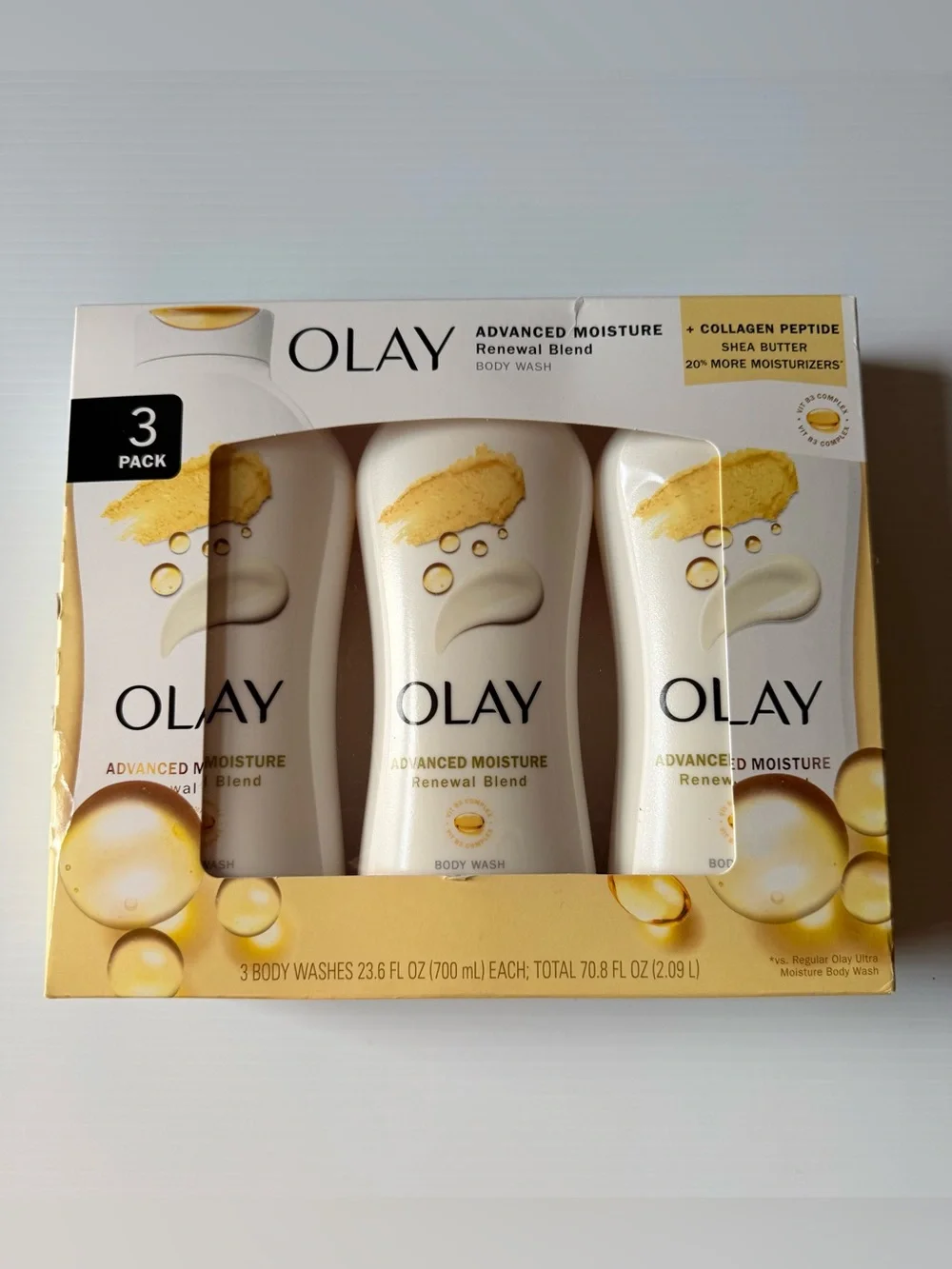 Olay Advanced Moisture Renewal Blend Body Wash 3 Pack Collagen Shea Butter New